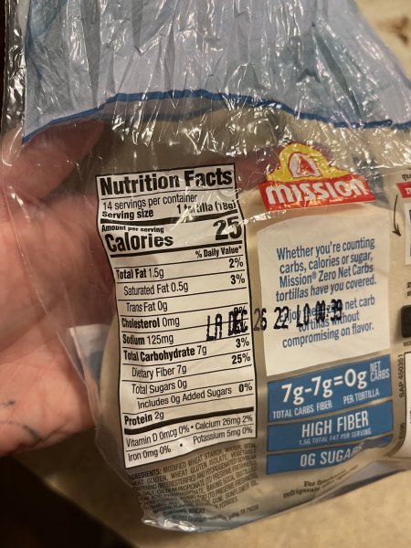 Low calorie tortillas